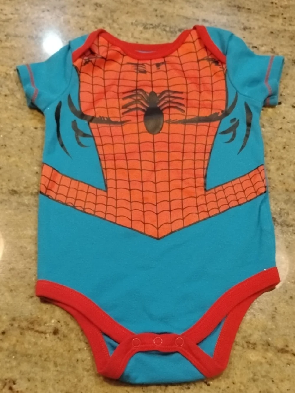 Marvel Spider Web Baby Onesie - Blue, Black & Red, Size: 18 Months - Picture 1 of 5